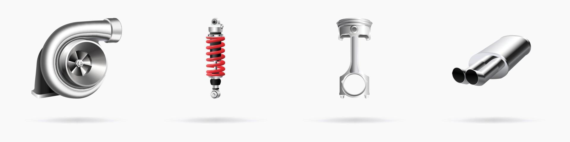 vettore illustrazione, auto parti icone impostare, realistico 3d