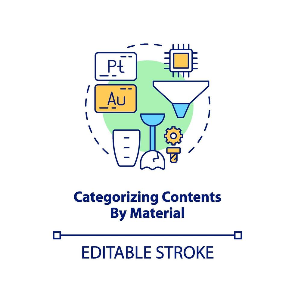 categorizzare i contenuti in base all'icona del concetto di materiale vettore