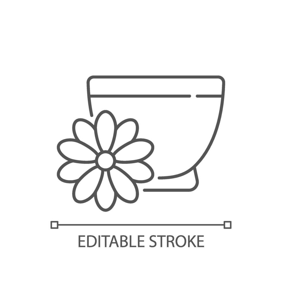 icona lineare del tè del crisantemo vettore