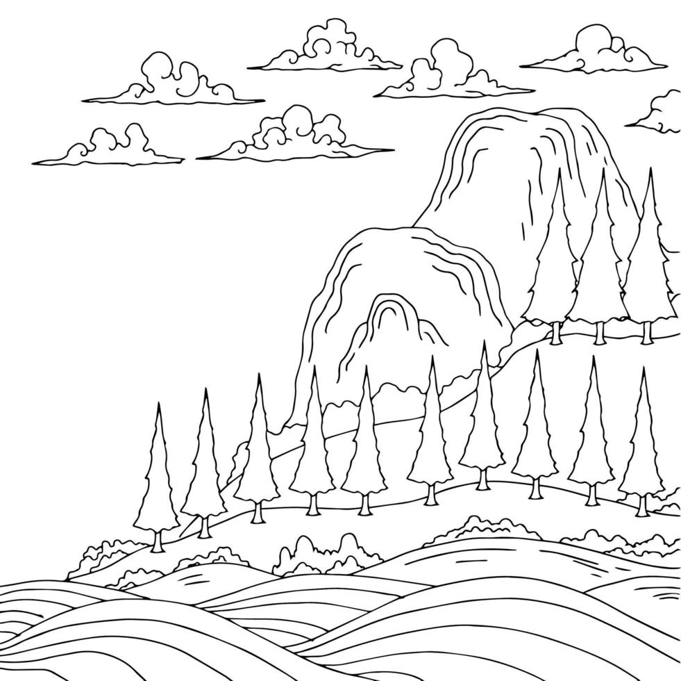 design natura paesaggio schema colorazione pagina vettore