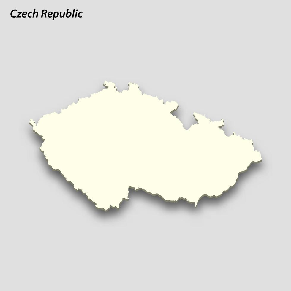 3d isometrico carta geografica di ceco repubblica isolato con ombra vettore