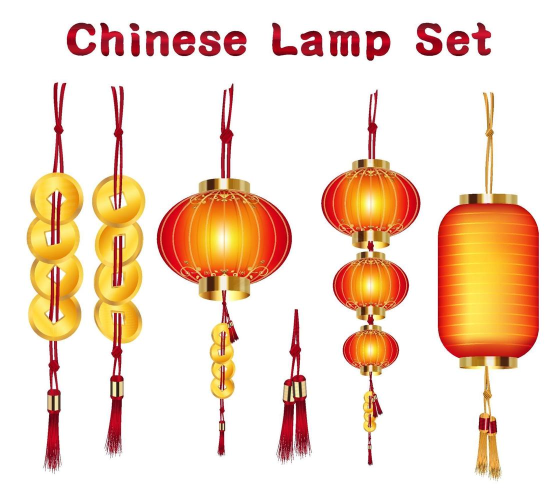 lanterna cinese e set oro vettoriale