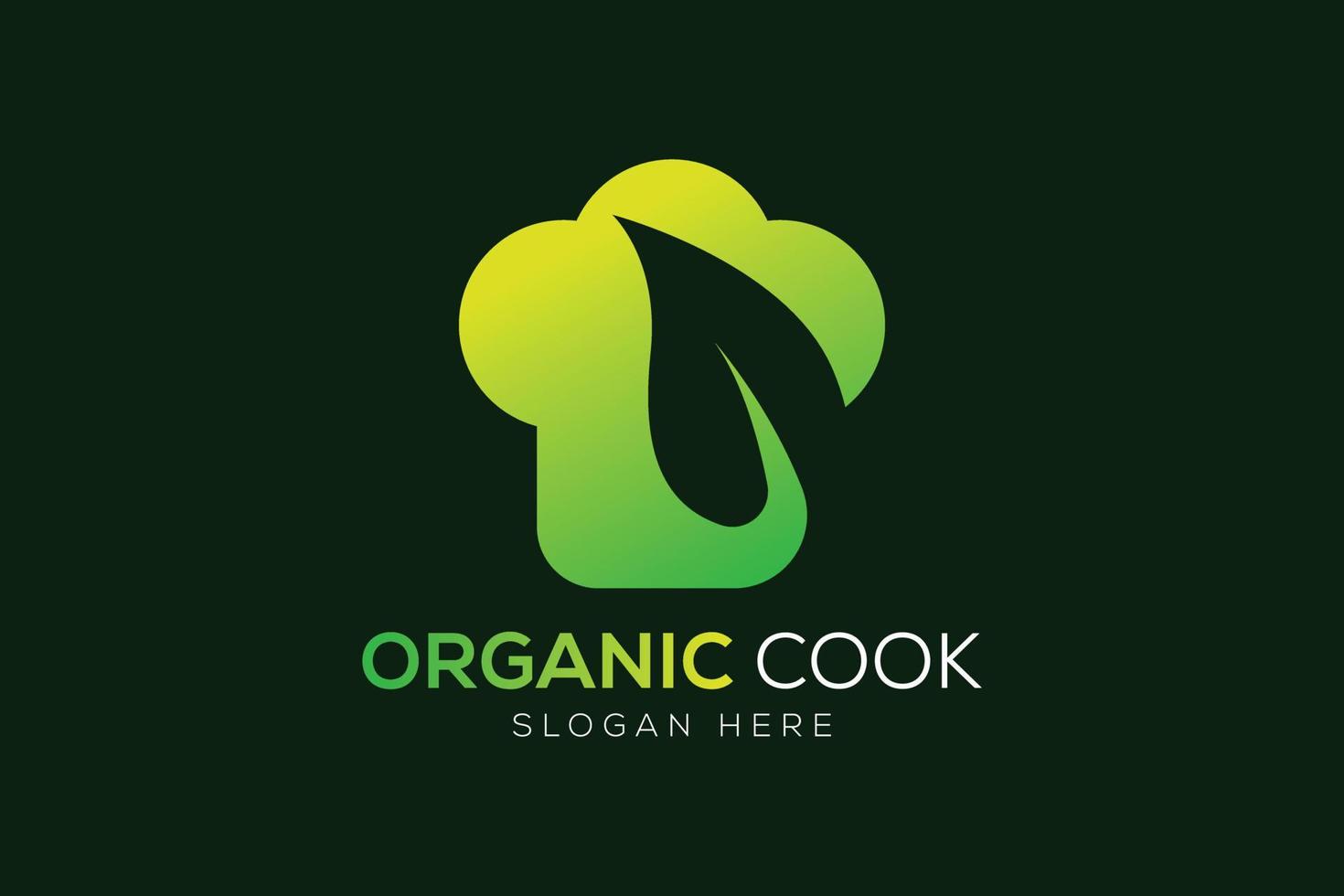 capocuoco cappello e foglia logo o vegetariano cucinando logo design vettore