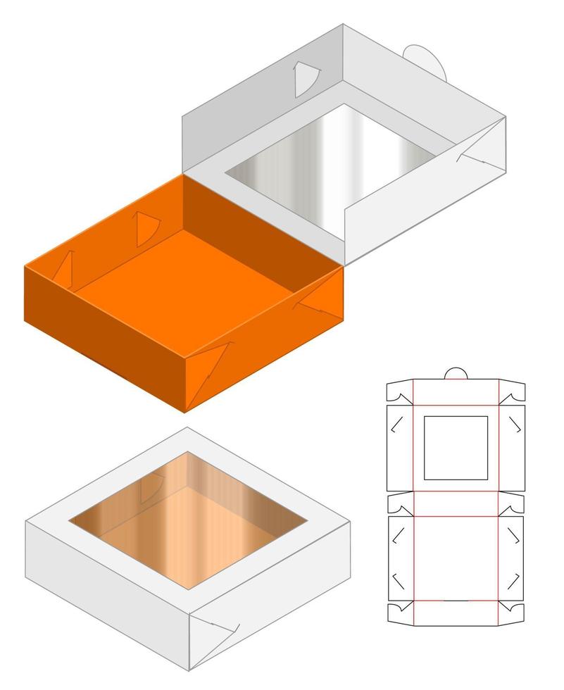 disegno del modello fustellato di imballaggio della scatola. Modello 3d vettore