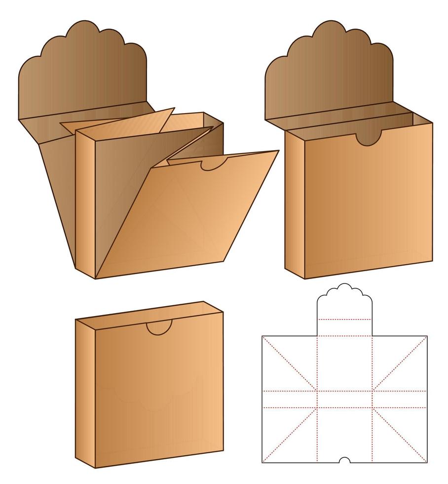 disegno del modello fustellato di imballaggio della scatola. Modello 3d vettore