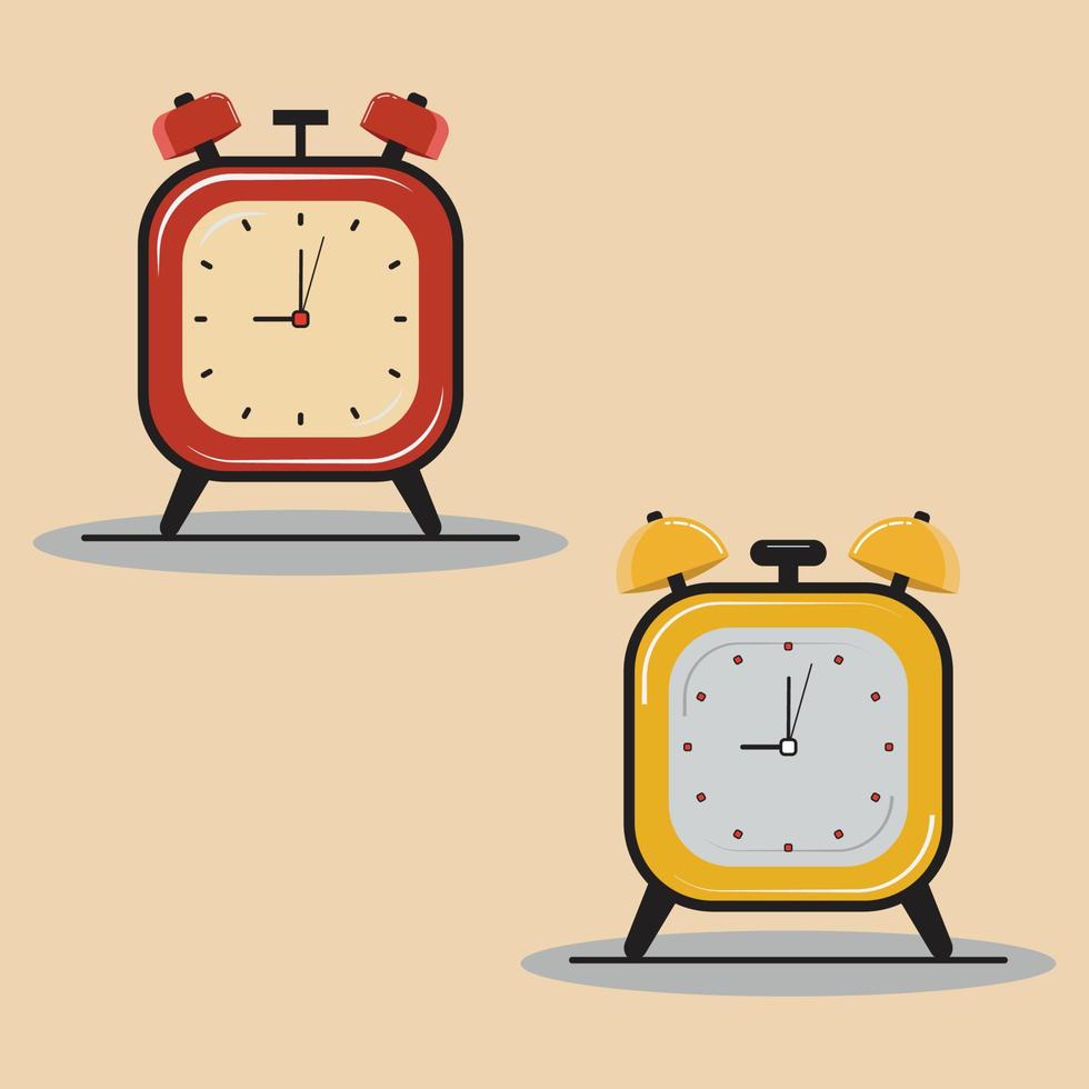 ragnatela allarme orologio vettore illustrazione. rosso e giallo suono orologio per migliore uso.