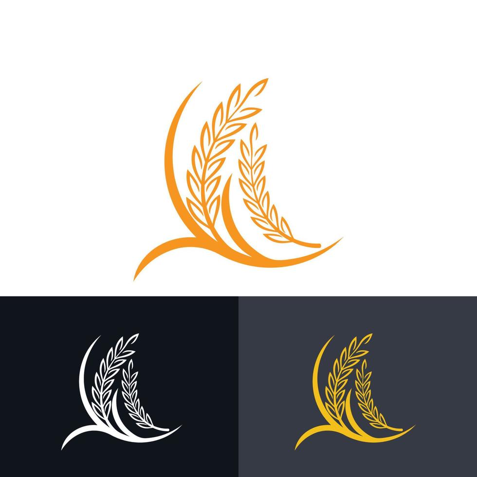 Grano grano agricoltura logo design per forno attività commerciale modello vettore