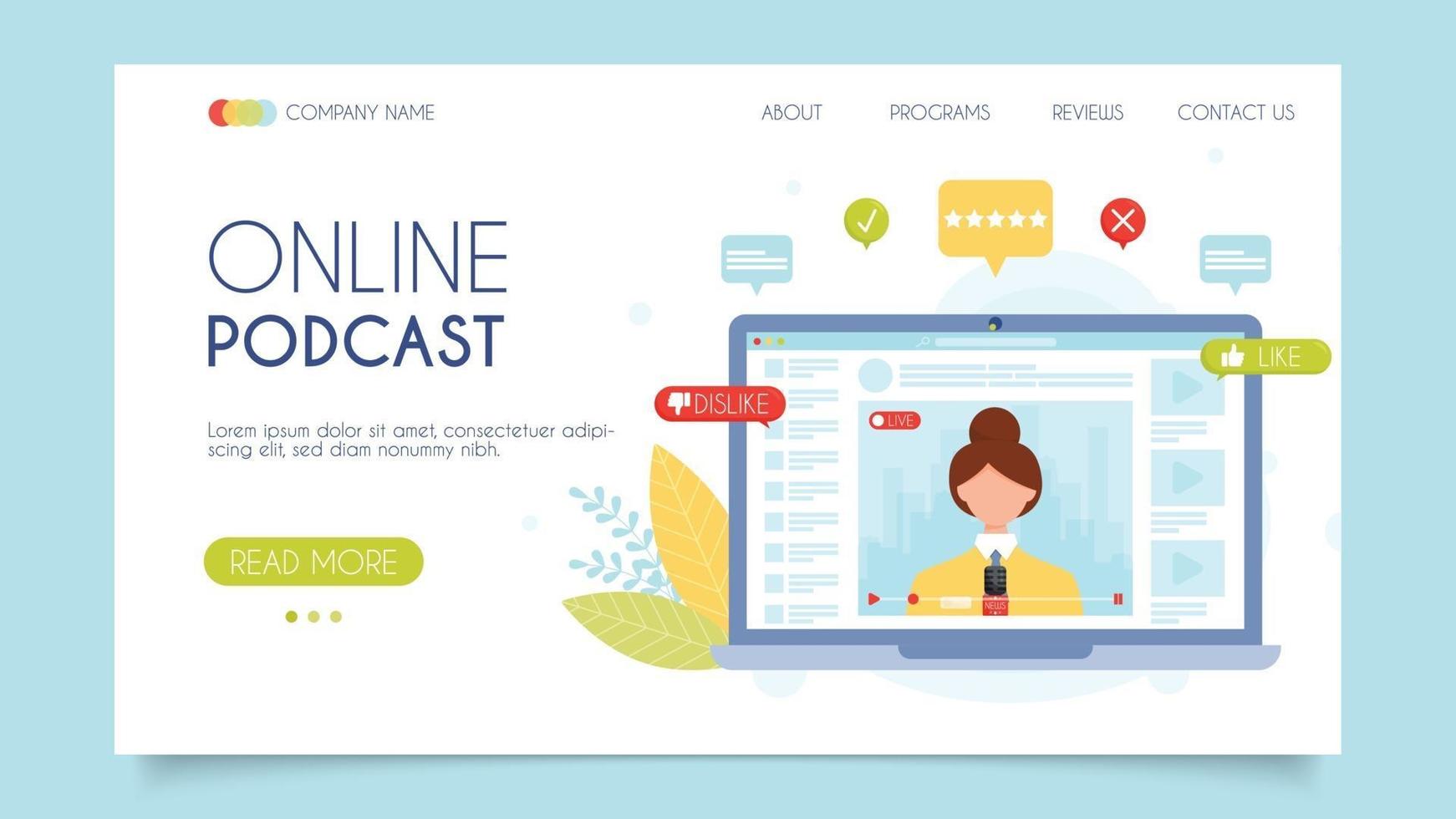 video blog di podcast online vettore