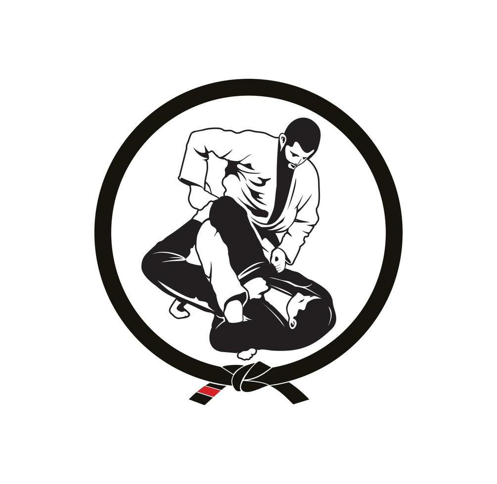 jiu jitsu jujitsu posizione di bloccaggio character design vettore