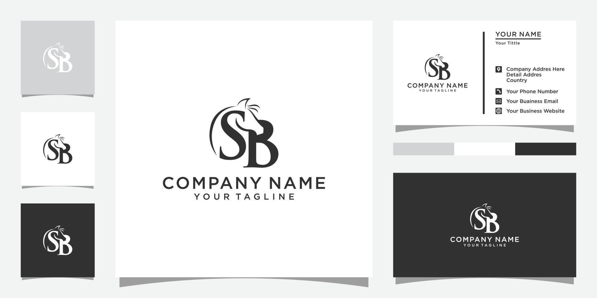 iniziale lettera sb o bs con cavallo vettore logo design concetto.