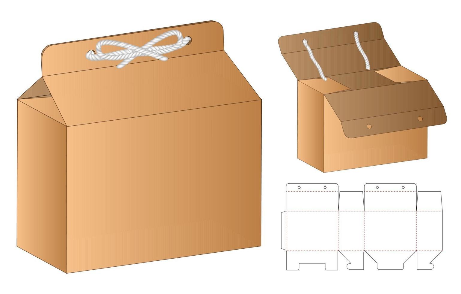 disegno del modello fustellato di imballaggio della scatola. Modello 3d vettore