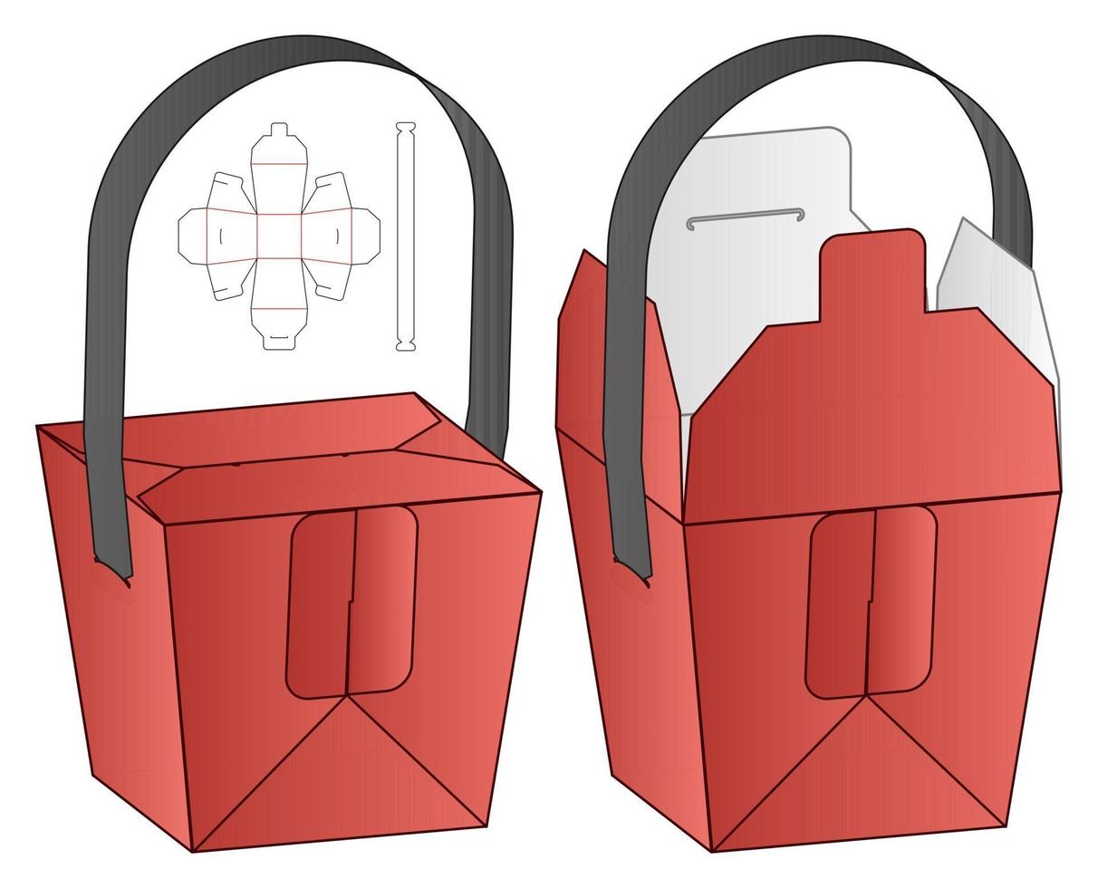 disegno del modello fustellato di imballaggio della scatola. Modello 3d vettore