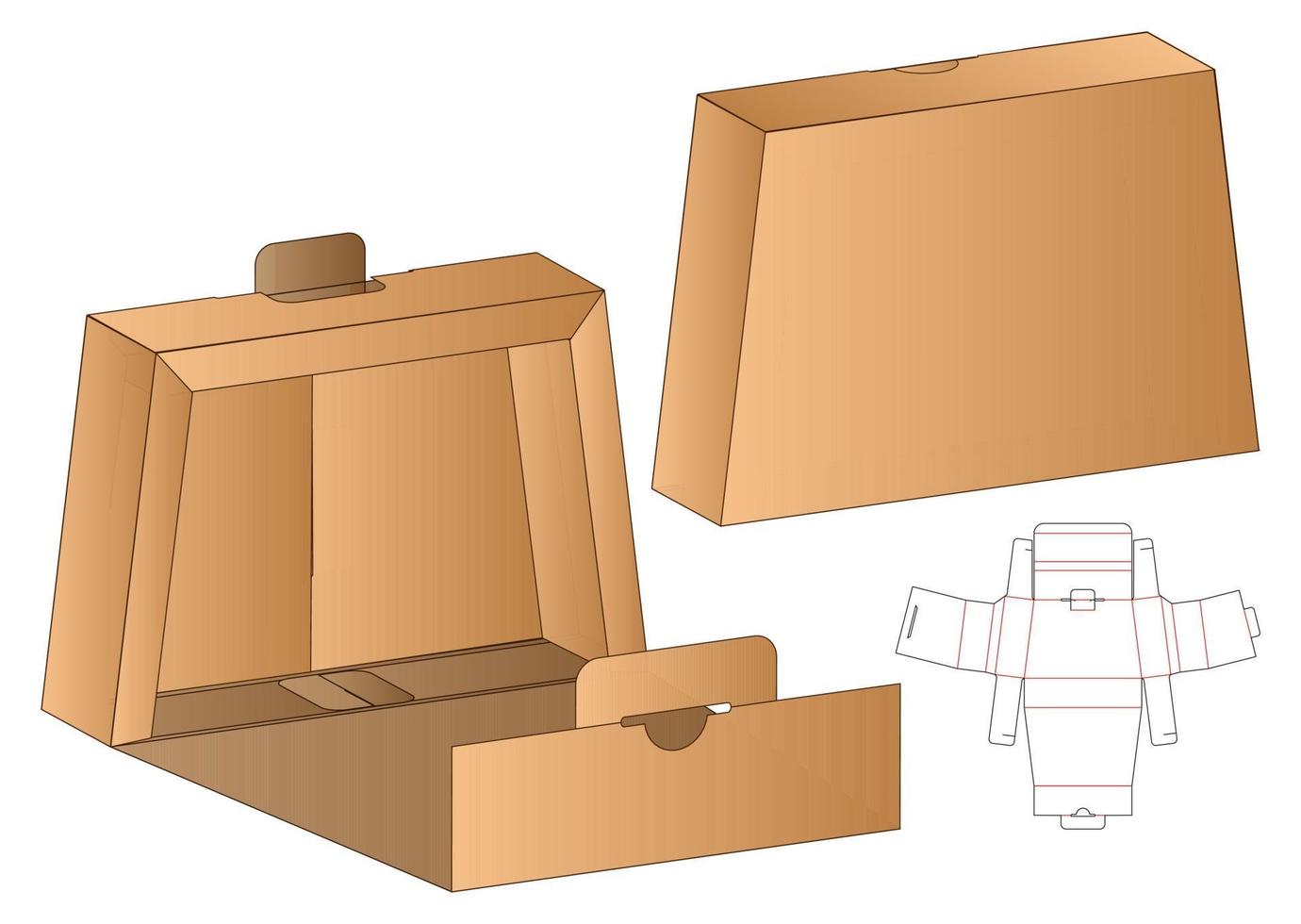 disegno del modello fustellato di imballaggio della scatola. Modello 3d vettore