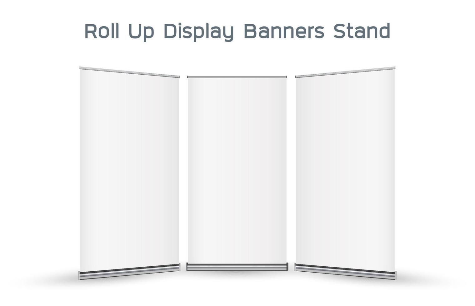 stand di banner display roll up 3d reale vettore