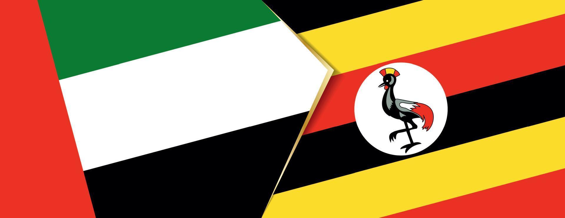 unito arabo Emirates e Uganda bandiere, Due vettore bandiere.