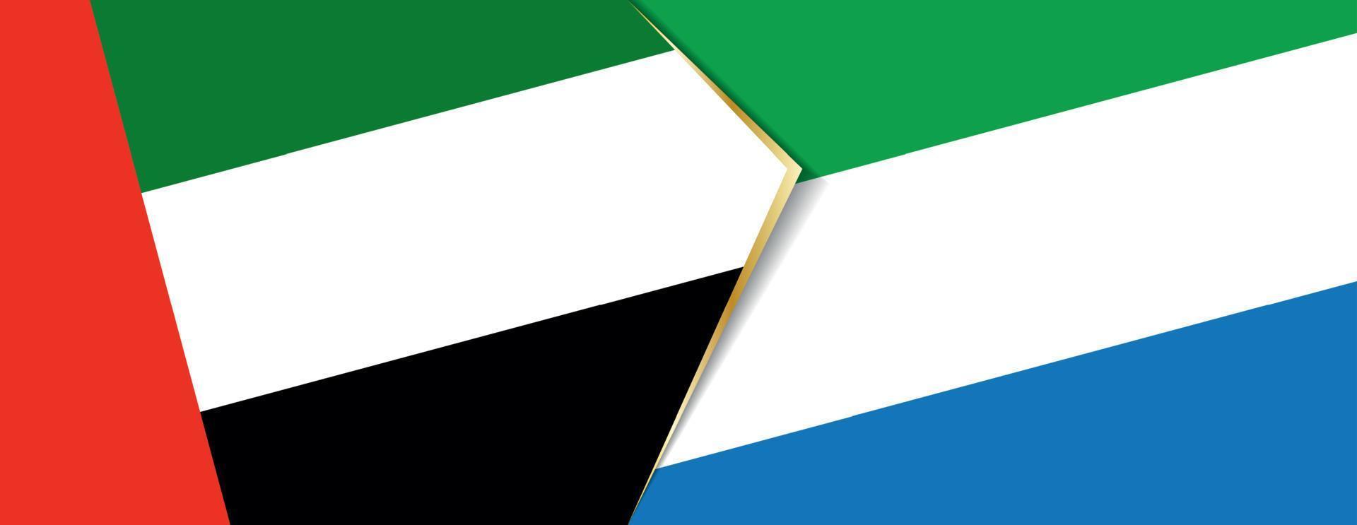 unito arabo Emirates e sierra Leone bandiere, Due vettore bandiere.