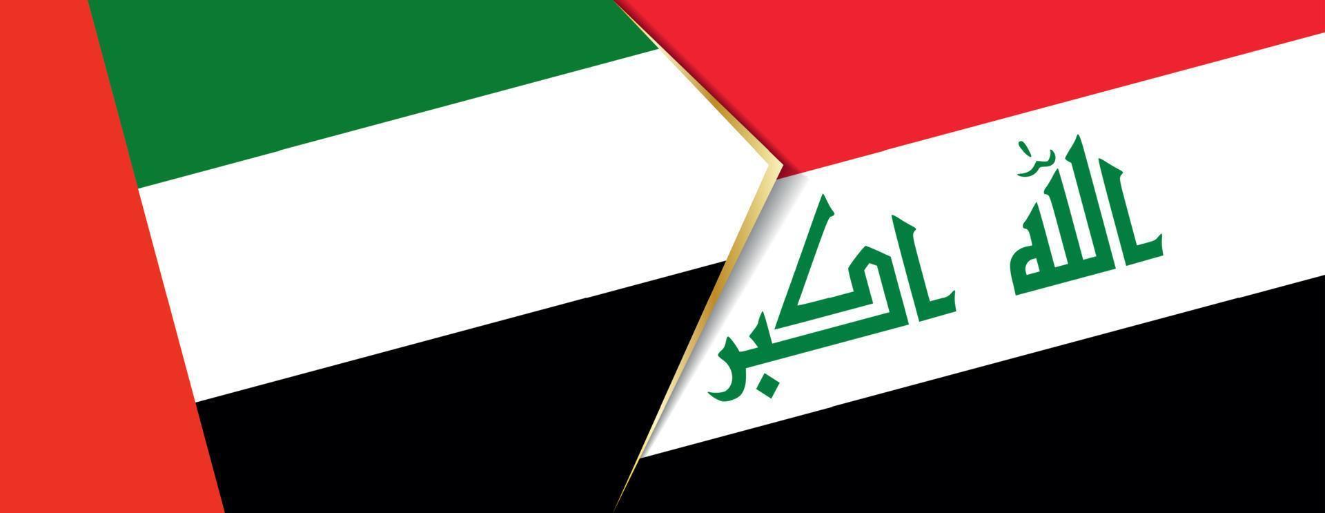unito arabo Emirates e Iraq bandiere, Due vettore bandiere.