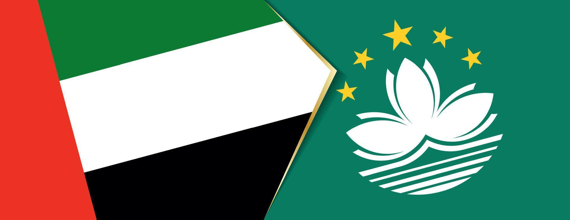 unito arabo Emirates e macau bandiere, Due vettore bandiere.
