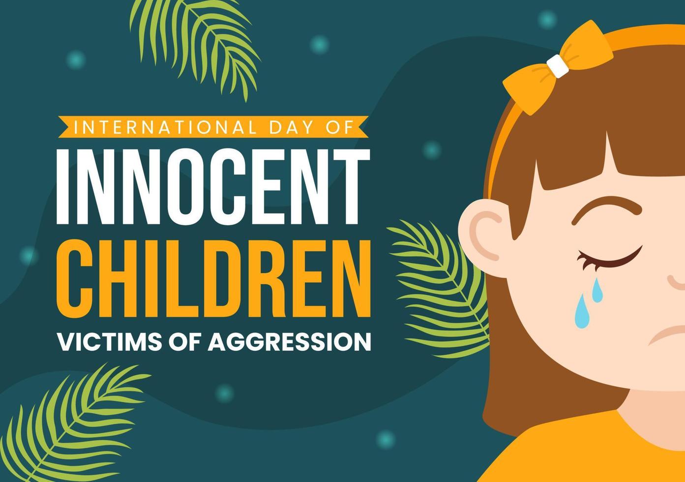 internazionale giorno di innocente bambini vittime di aggressione vettore illustrazione con bambini triste pensieroso e grida nel piatto cartone animato mano disegnato modelli