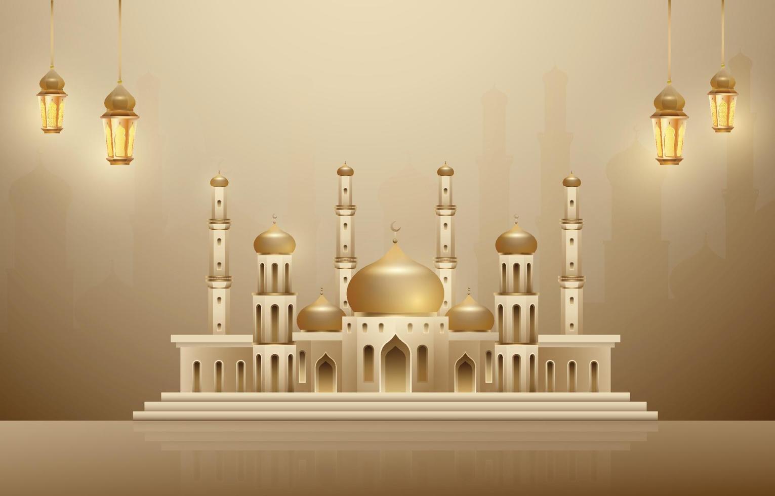 moschea con oro lattern vettore