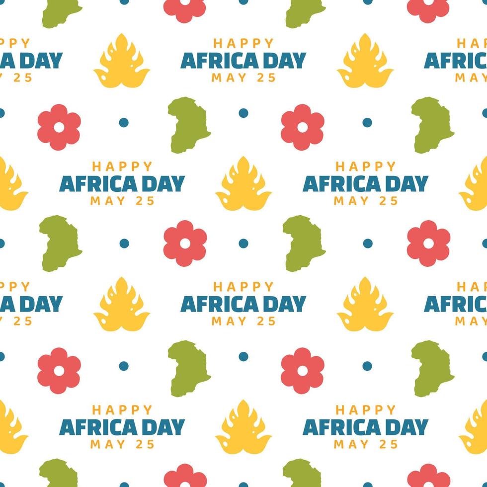 contento Africa giorno senza soluzione di continuità modello design con cultura africano tribale figure decorazione nel modello mano disegnato cartone animato piatto illustrazione vettore