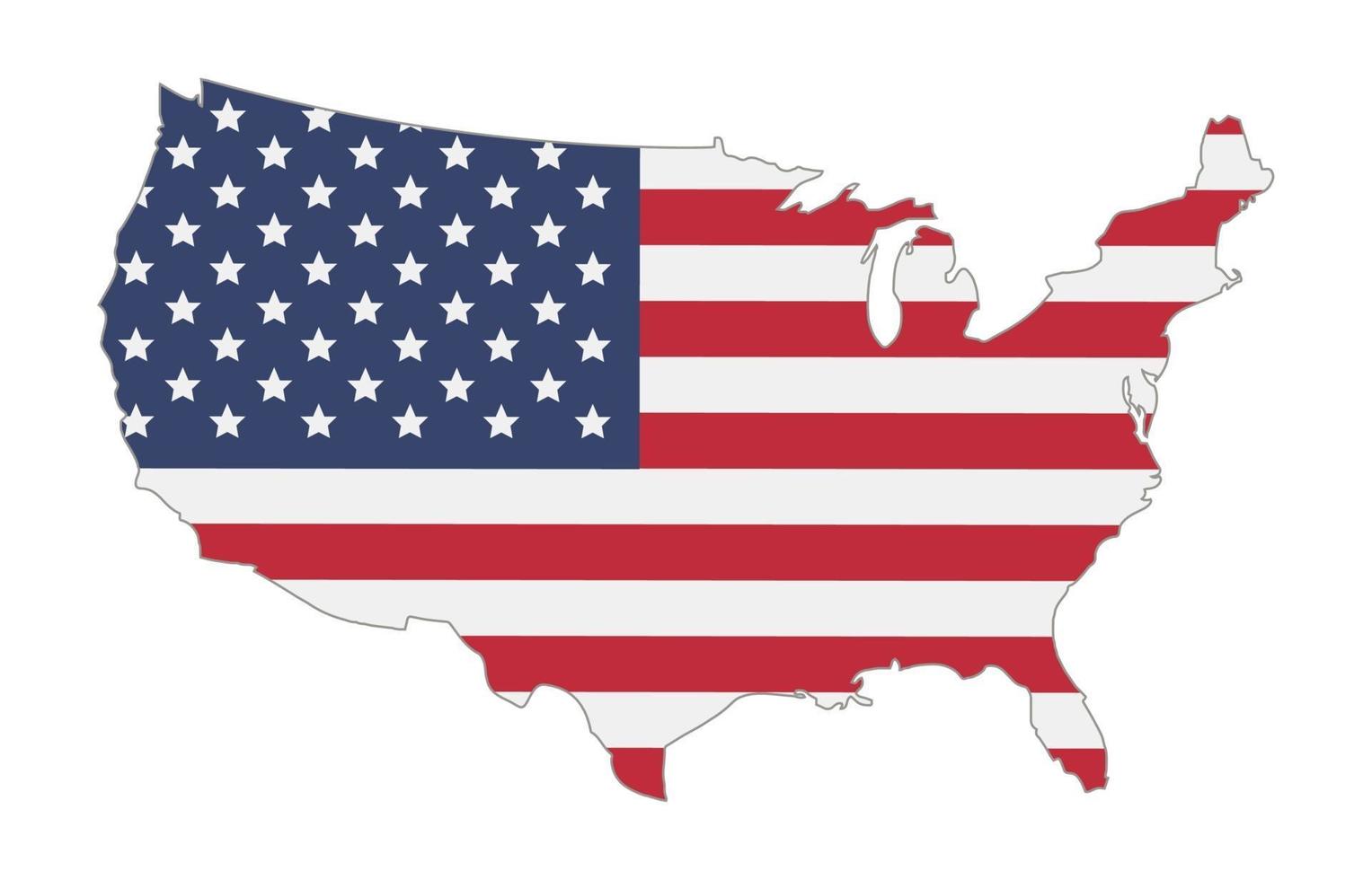 mappa degli stati uniti d'america bandiera vettore