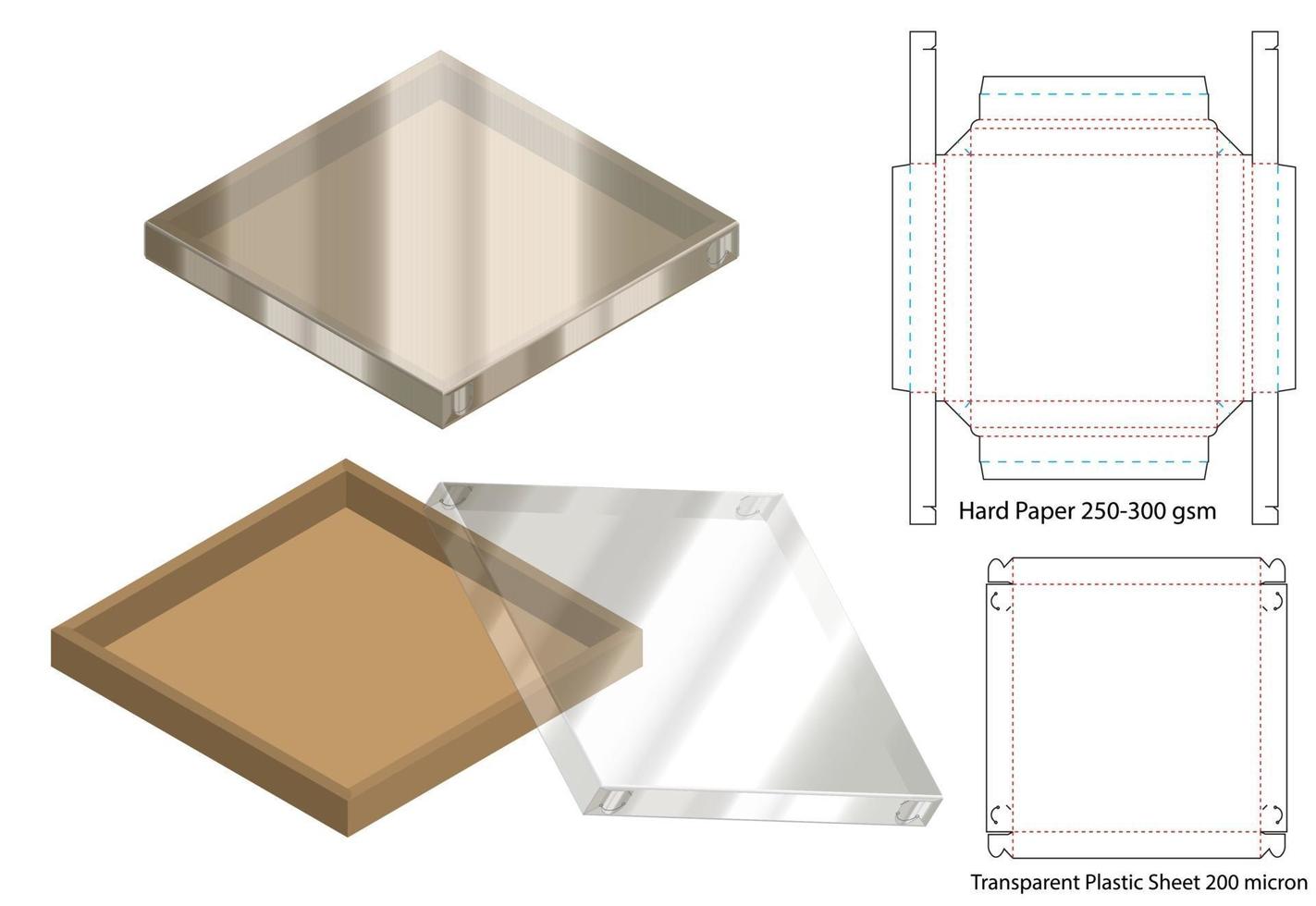 disegno del modello fustellato di imballaggio della scatola. Modello 3d vettore