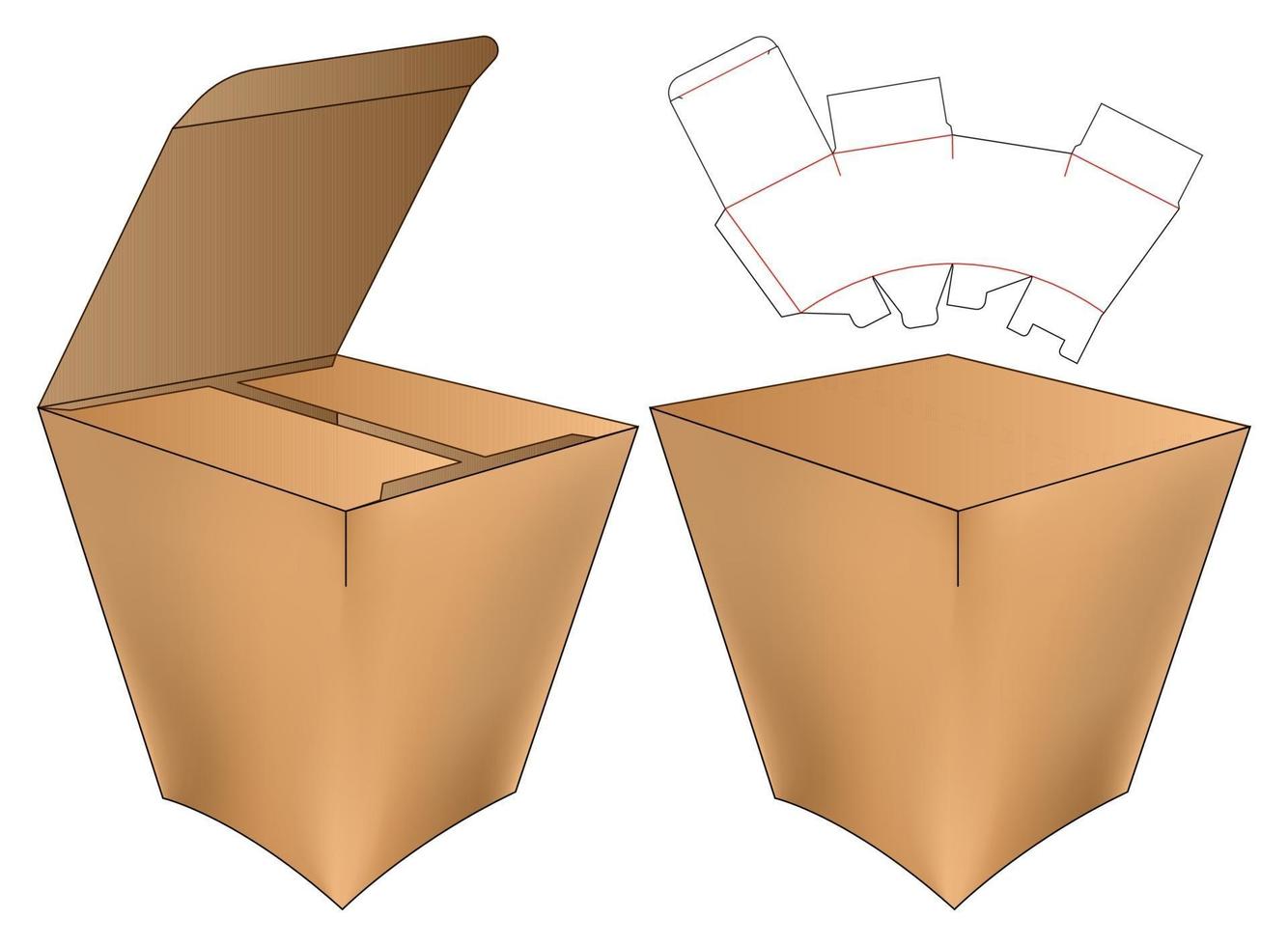 disegno del modello fustellato di imballaggio della scatola. Modello 3d vettore