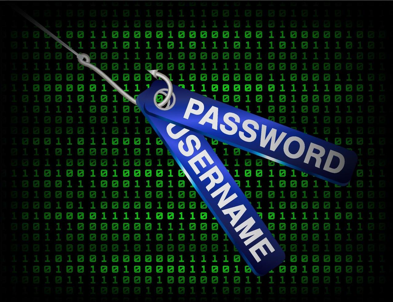 nome utente e password di phishing gancio di pesca vettore