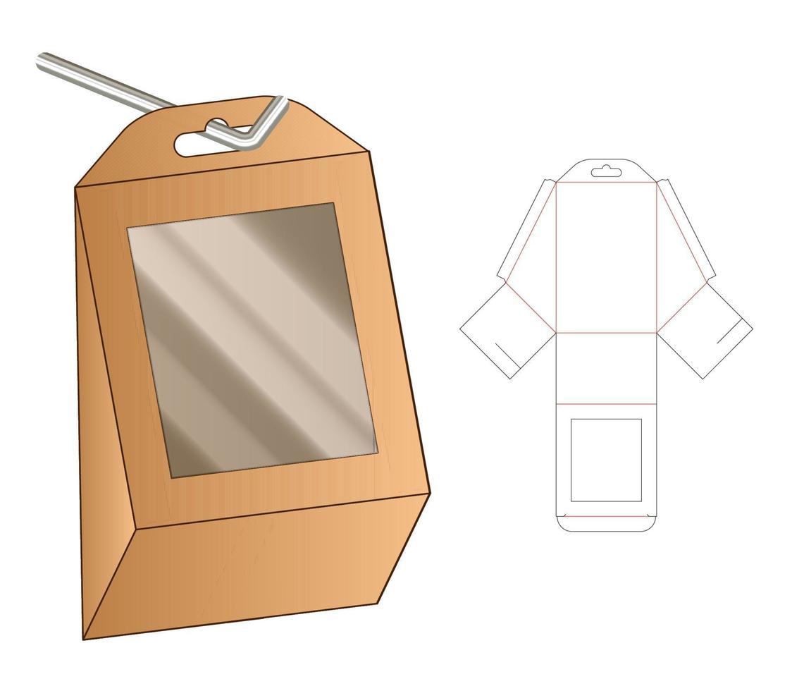 disegno del modello fustellato di imballaggio della scatola. Modello 3d vettore