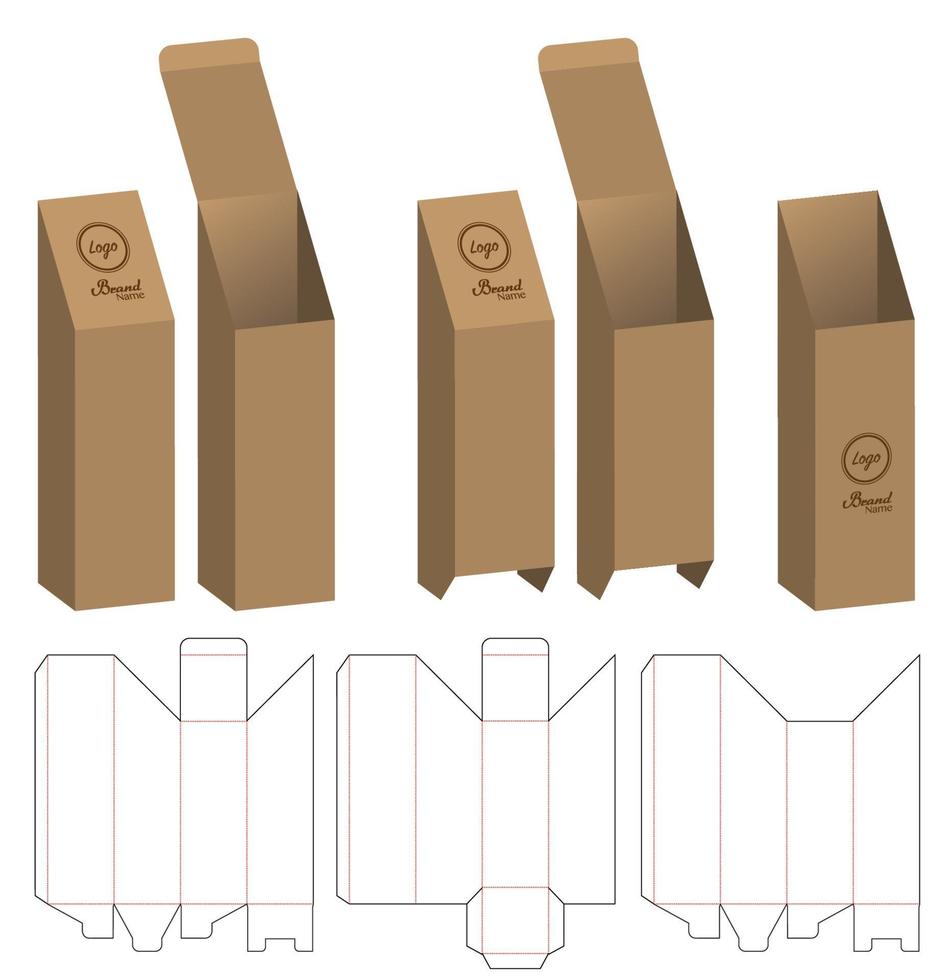 disegno del modello fustellato di imballaggio della scatola. Modello 3d vettore