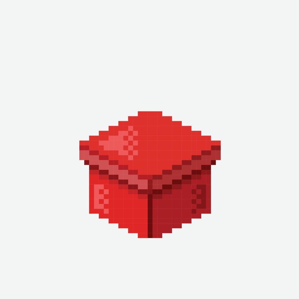 rosso regalo scatola nel pixel arte stile vettore
