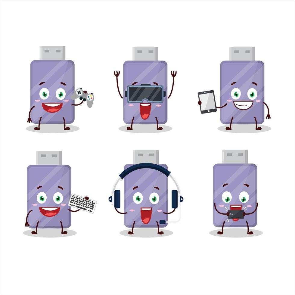 Flash Disk cartone animato personaggio siamo giocando Giochi con vario carino emoticon vettore