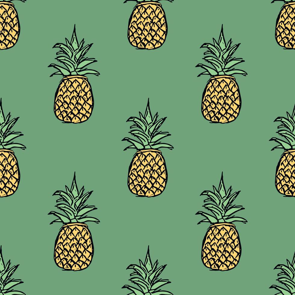 senza soluzione di continuità ananas modello. scarabocchio vettore con ananas. Vintage ▾ ananas modello