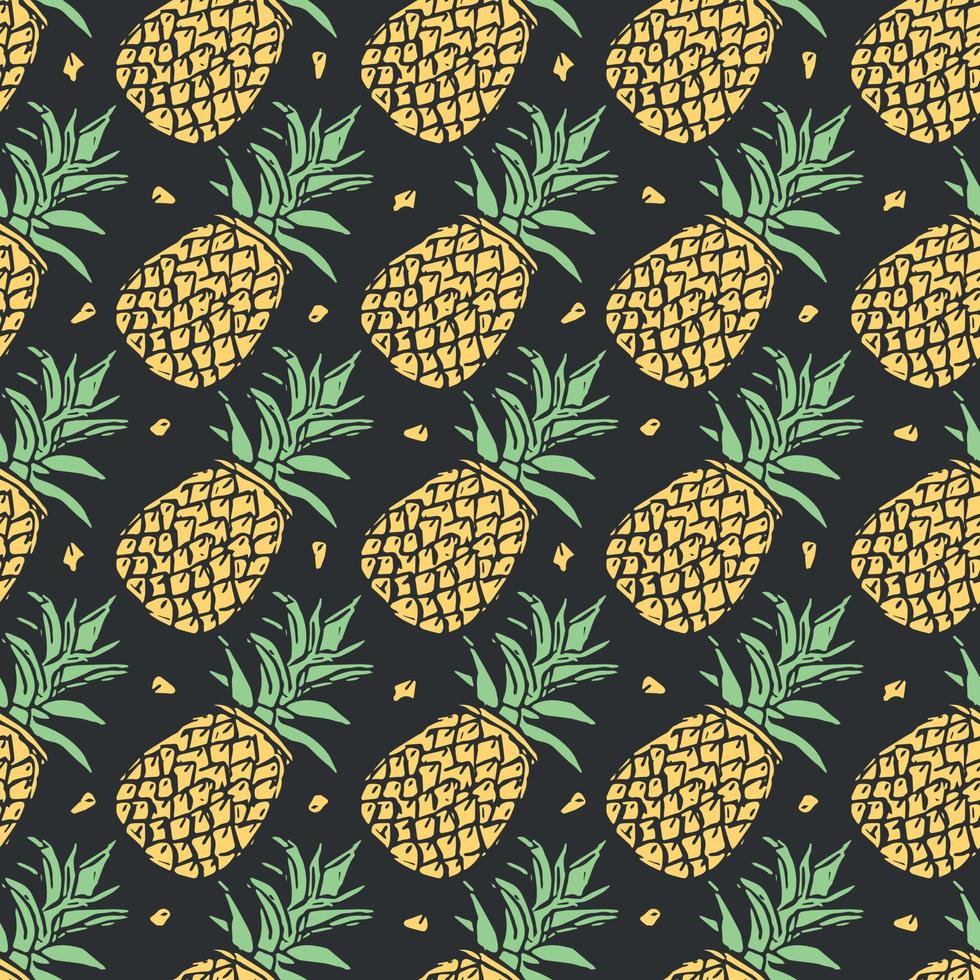 senza soluzione di continuità ananas modello. scarabocchio vettore con ananas. Vintage ▾ ananas modello