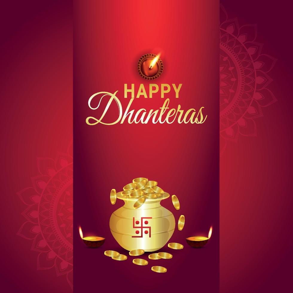 felice dhanteras celebrazione biglietto di auguri e sfondo con illustrazione vettoriale