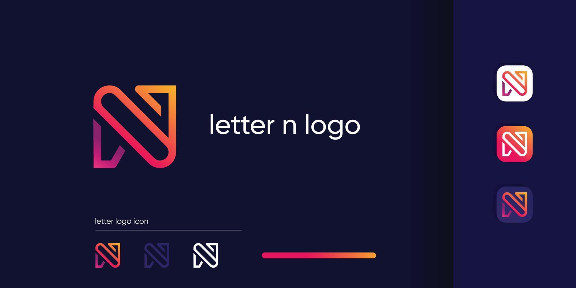 lettera n logo design idea con Tech concetto vettore