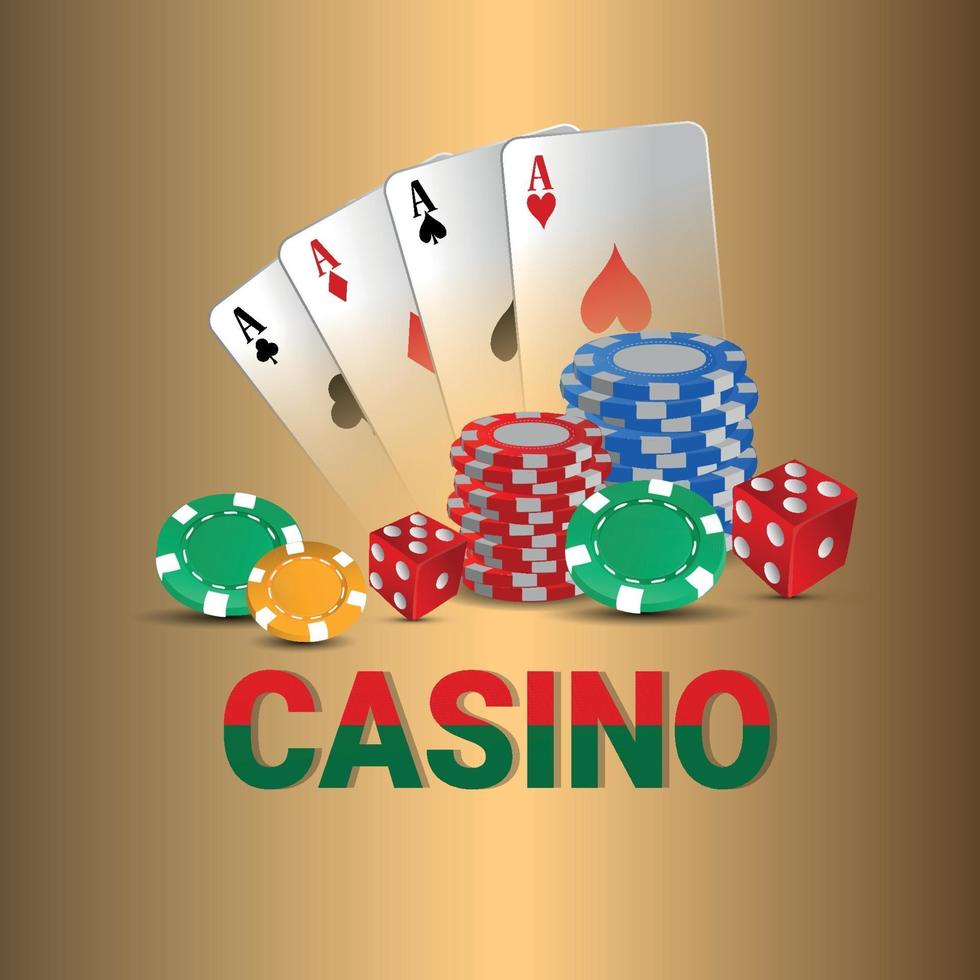 casino vip gioco d'azzardo di lusso con fiches, carte e dadi vettore