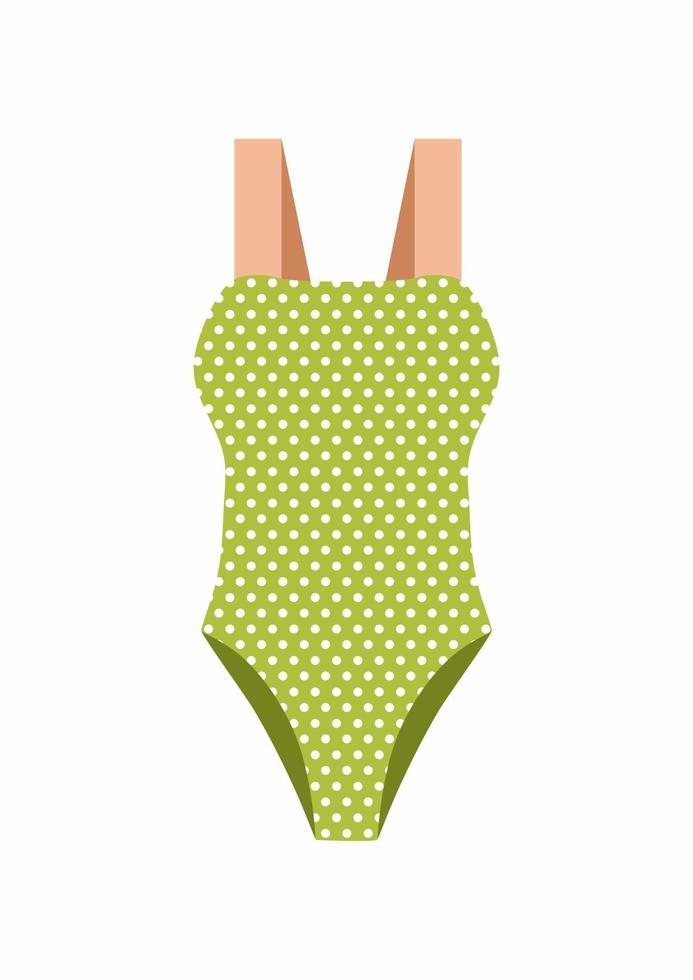 femmina verde un pezzo costume da bagno. vettore mano disegnato illustrazione. isolato su bianca sfondo.