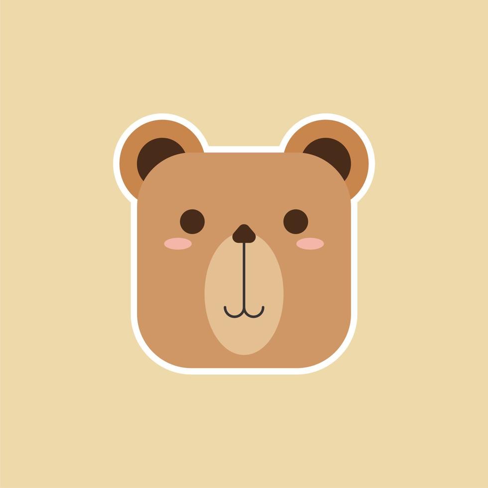 carino orso testa cartone animato piatto design vettore illustrazione