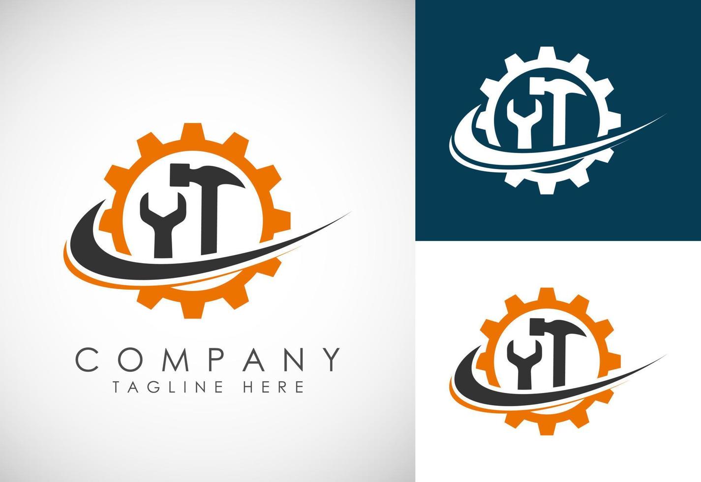 industriale logo design concetto. aziendale logo per produzione o servizio e Manutenzione attività commerciale. vettore