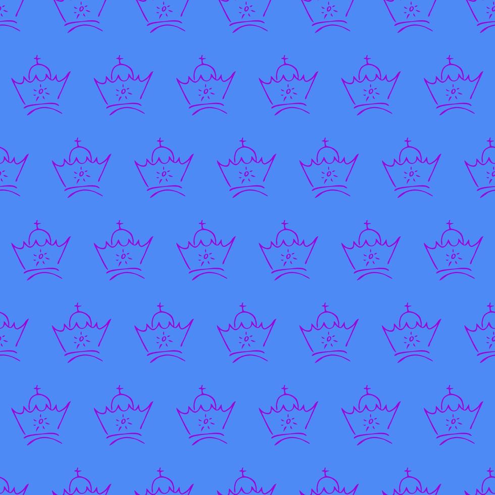 mano disegnato corone. senza soluzione di continuità modello di semplice graffiti schizzo Regina o re corone. reale imperiale incoronazione e monarca simboli. vettore illustrazione.