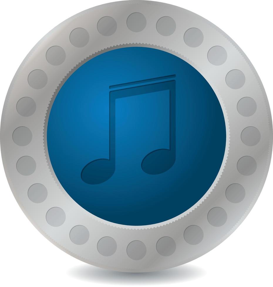 vettore Immagine di blu pulsante con musicale Nota dentro