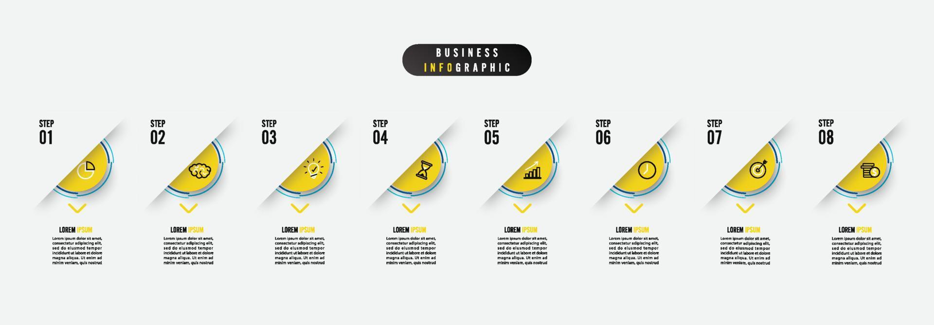 attività commerciale Infografica elemento con 8 opzioni, passi, numero vettore modello design