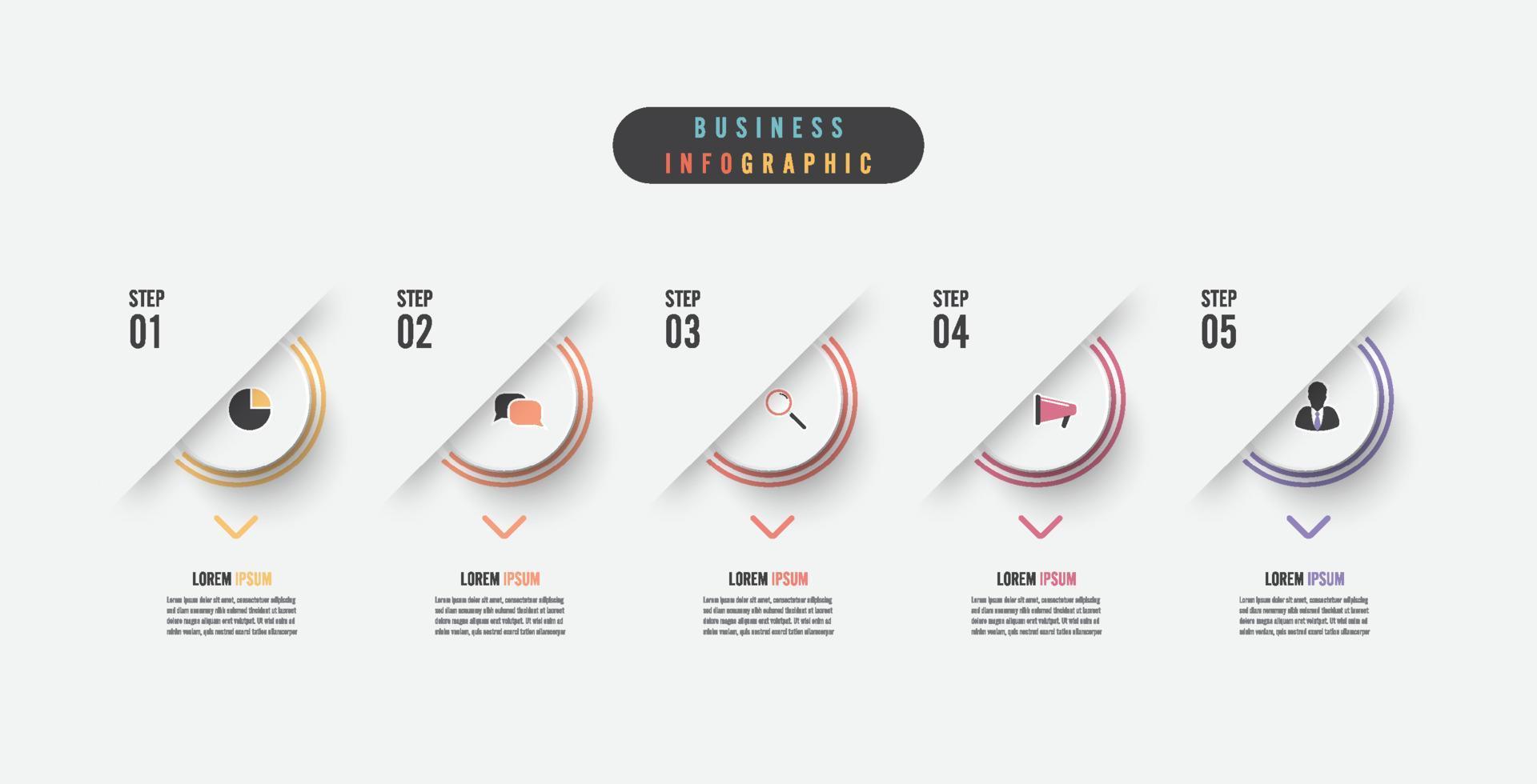 attività commerciale Infografica elemento con 5 opzioni, passi, numero vettore modello design