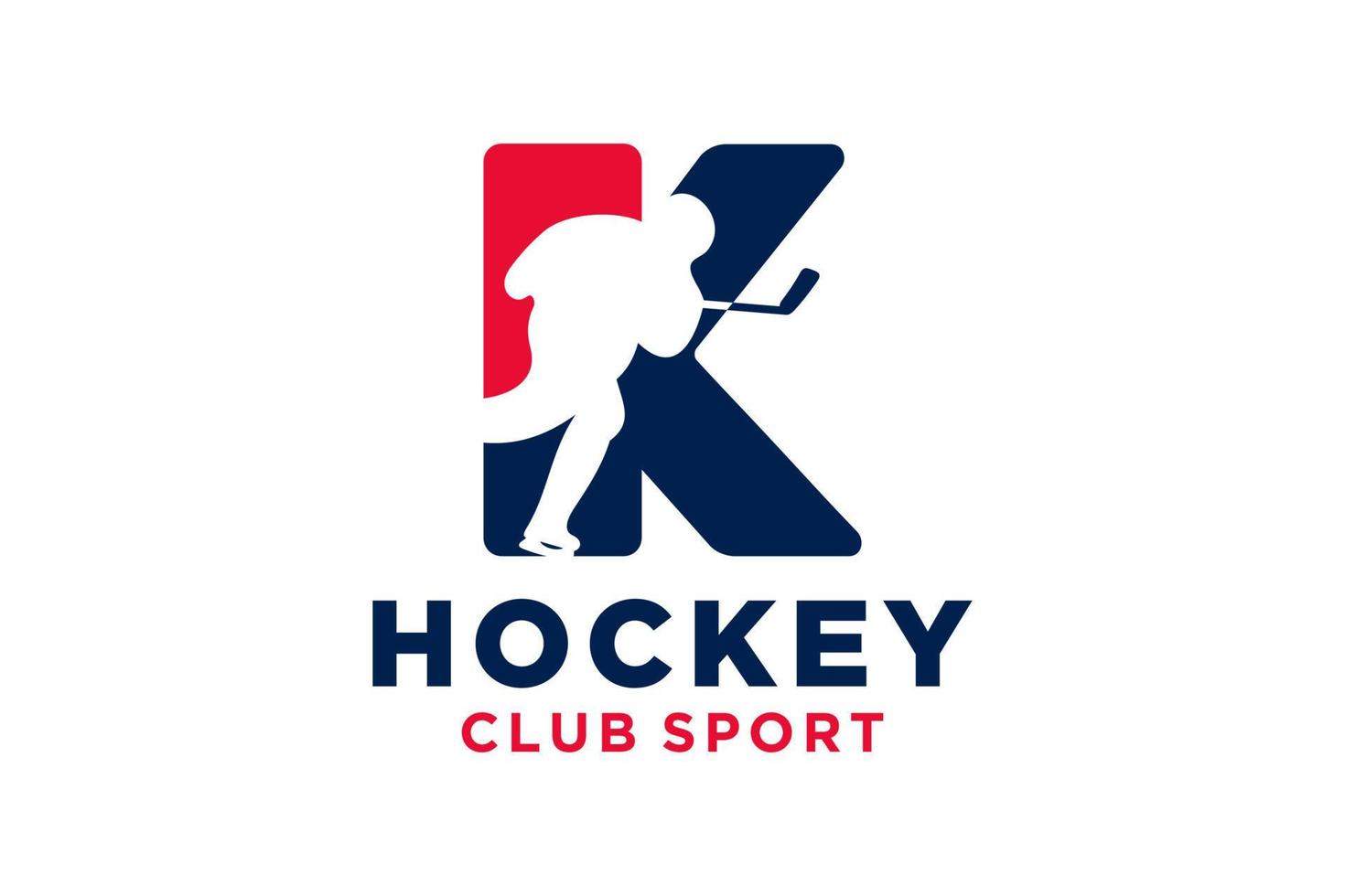 vettore iniziali lettera K con hockey creativo geometrico moderno logo design.