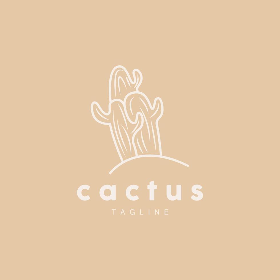 cactus logo, semplice linea cactus disegno, verde pianta vettore, icona, simbolo, illustrazione vettore