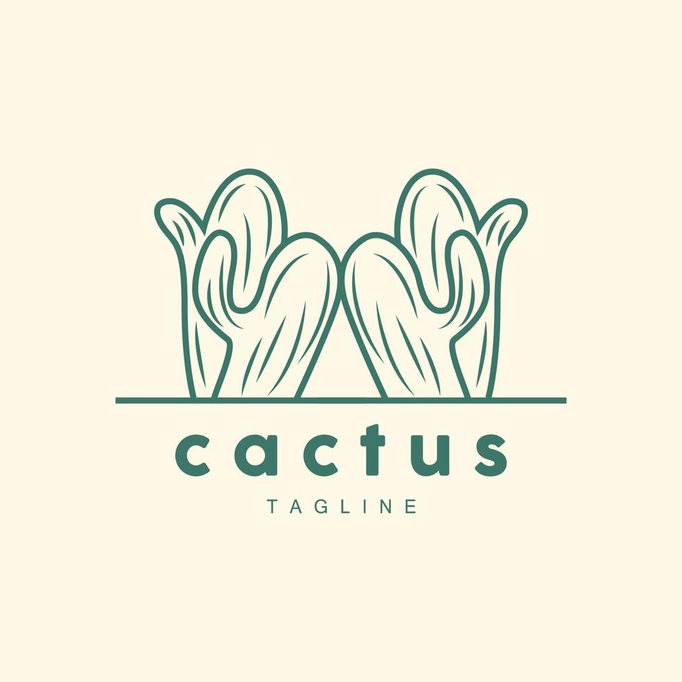 cactus logo, semplice linea cactus disegno, verde pianta vettore, icona, simbolo, illustrazione vettore