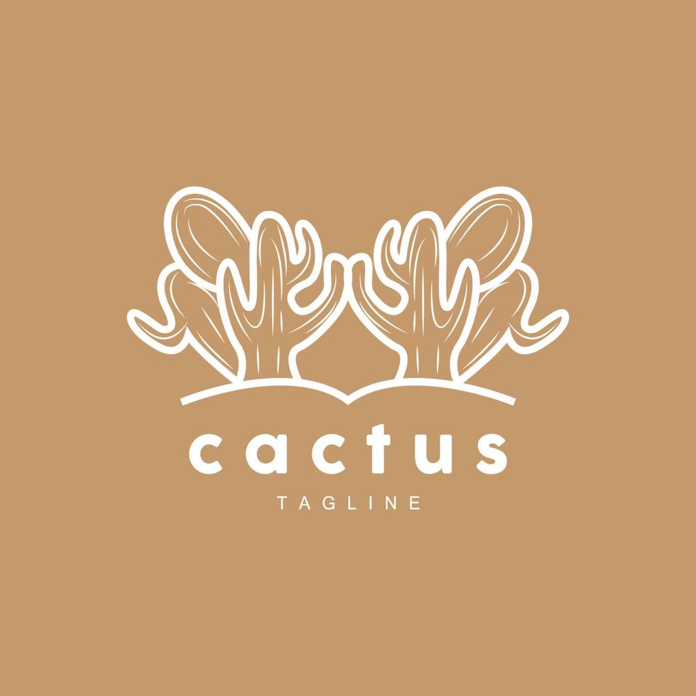 cactus logo, semplice linea cactus disegno, verde pianta vettore, icona, simbolo, illustrazione vettore