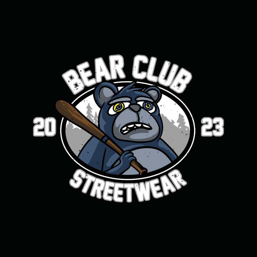orso sport club emblema. vettore illustrazione su nero sfondo per grafico maglietta